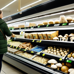 Sustainable Mushroom Packaging in a Supermarket**

"A brightly lit supermarket aisle featuring various mushroom packages. Focus on a bio-based mushroom container made from recycled cardboard, showcasing fresh oyster mushrooms. The packaging includes clear information about compostability and origin. Shoppers are visible in the background, browsing produce. safe for work, appropriate content, fully clothed, professional product photography, product design, sustainable, family-friendly, perfect anatomy, natural proportions, well-formed hands, proper finger count, natural body proportions."

**